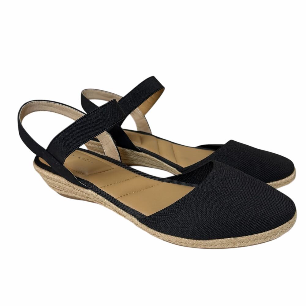 Kelly & Katie Black Espadrille Comfort Shoes Low Wedge Women’s 11
